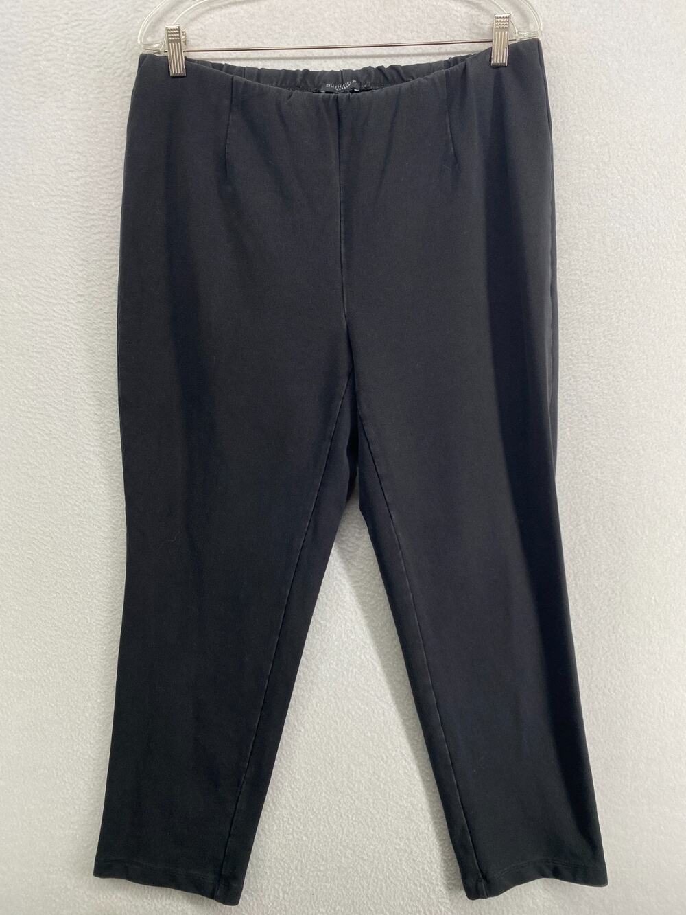 EILEEN FISHER Pants 1X Organic Cotton Clean French Terry Slim Pull On Black